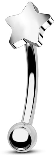 OUFER 16G Innengewinde Curved Barbell G23 Titan, Herz Vertical Labret, Star Rook Eyebrow Piercing, Helix Cartilage Ohrring Lip Orbital für Damen 8 mm