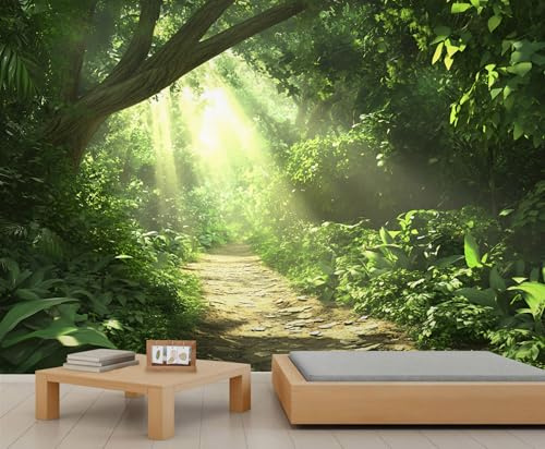 YXQAIED Papier peint vert forêt 200 x 140 cm, paysage naturel, papier peint pour chambre à coucher, papier peint imprimé 3D non autocollant