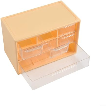 Yhenlovtt Schreibtisch-Kosmetik-Aufbewahrungsbox, 6 Schubladen, Acryl-Organizer mit stapelbarem Design für Schmuck und kleine Accessoires, staubdichter Make-up-Organizer für Zuhause und Büro (gelb)