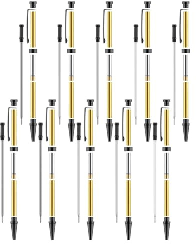 omocatch 10 Pcs Pen Kits for Wood Turning, 7mm Slimline Pen Twist Kit with Refill, Lathe Turning Supplies, Black Hardware