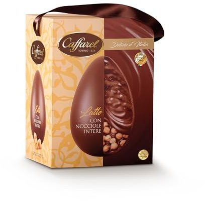 Caffarel Uovo di Pasqua 2026 Delizie d'Italia Latte e Nocciole intere IGP., Idea regalo Pasqua, in cartotecnica premium, Formato 530g