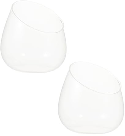 Toyvian 2pcs Glass Terrarium Bubble Bowl Slant Cut Glass Decorative Accent Removable Elegant Contemporary Planter for Mantel and Living Room