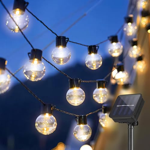 Cveenk Solar Lichterkette Glühbirnen Aussen,3.5M 10er LED Solar Lichterkette Außen,8 Modi Solarbetriebene Glühbirnen Warmweiß,Wasserdicht Garten Lichterkette Beleuchtung für Party Garten Hof Balkon