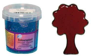 CREARTEC Colouraplast - Kunststoffperlen/Schmelzgranulat - Farbe: dunkelrot - Menge: 100g - Ideal für Fensterbilder, Mobiles und kleine Kunstwerke - Witterungsbeständig - Made in Germany