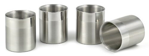 StainlessLUX 77350 a Set of 4 Double-walled Stainless Steel Small Drinking Glasses / Water Tumblers (10 Oz. / 1.25 Cup) Two-tone Finish 3.1 Inch Diameter X 3.465 Inch Height by StainlessLUX