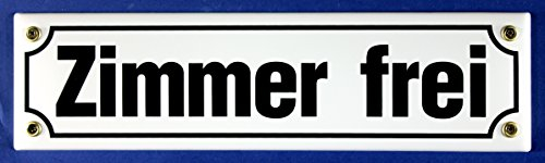 Straßenschild Zimmer frei weiß 30x8 cm Emaille Schild Emaile Hinweisschild Türschild