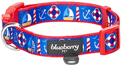 Blueberry Pet Halsbänder für Hunde 2 cm M Peace Bon Voyage Blauer Traum Designer Hundehalsband