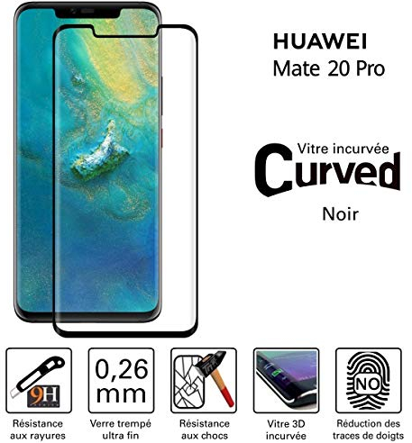 TM-Concept® - Huawei Mate 20 Pro - Cristal Templado Curvado Negro - Cristal 3D Curvado