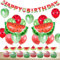 JOYMEMO Wassermelone Party Dekorationen Geburtstag für Mädchen Happy Birthday Banner Wassermelone Achat Polka Dot Ballons Cupcake Topper
