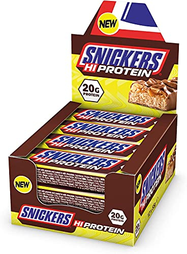 Snickers Haute Protéinée Barre (12 X 55g) -Snack avec Caramel, Peanuts et Lait Chocolat - Contient 20g Protéinée