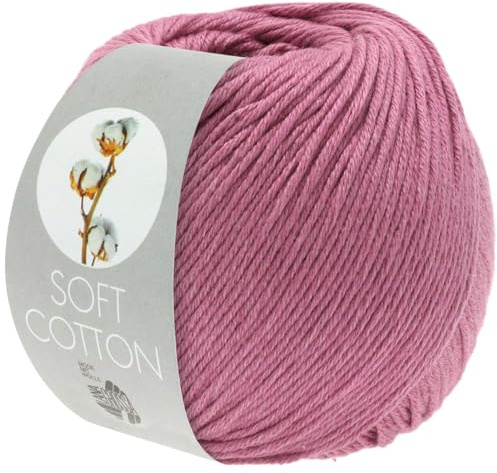 LANA GROSSA Soft Cotton | Weiches Baumwollgarn mit modernem Mikrofaseranteil | Handstrickgarn aus 70% Baumwolle & 30% Polyacryl | 50g Wolle zum Stricken & Häkeln | 140m Garn FB21