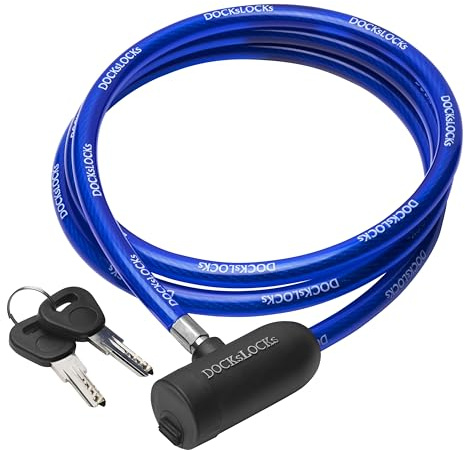 DocksLocks Weatherproof Security Cable Lock with Keys (5ft to 25ft Lengths) Anti-Theft for Kayak, Bike, Paddleboard, Scooter, Equipment, Bicycle 10ft