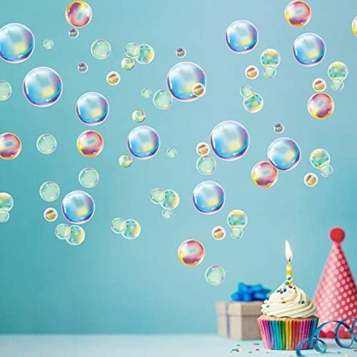 Regenbogenfarbene Seifenblasen-Aufkleber mit Aussparung für Zuhause, Dekoration, Partydekoration für Ozean, unter dem Meer, Pool, Sonnenblase am Strand, Zuhause, Bad, Kinder, Hochzeit, Geburtstag