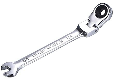sourcing map 1/4 Inch Flex-Head Ratcheting Combination Wrench SAE 72 Teeth 12 Point Ratchet Box Ended Spanner Tools, Cr-V