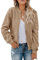 MIROL Damen Sherpa Fleece Jacke Faux Fuzzy Langarm Casual Zip Up Bombermantel, khaki, Small