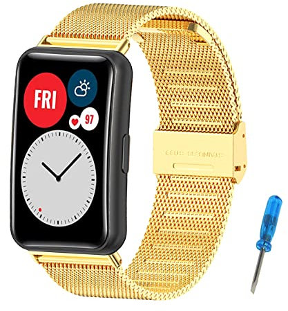 MIJOBS Correa Compatible con Huawei Watch Fit Correas de Metal de Acero Inoxidable, Accesorios de Reloj Huawei Watch Fit SE, Huawei Watch Fit New, Huawei Watch Fit Elegant Pulseras de Repuesto