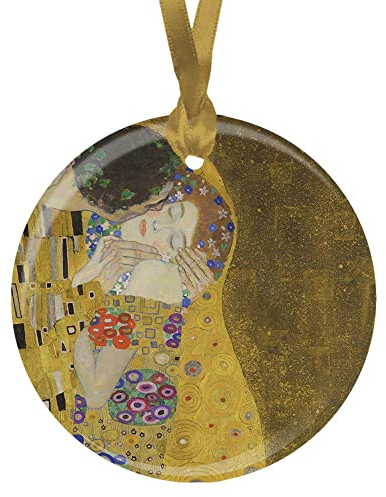 Weihnachtsbaumschmuck, Porzellan, Klimt The Kiss Fine Art Andenken, Ornament von RainCaper