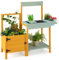 GYMAX Kids Potting Bench Table, Outdoor Toy Gardening Center with Planter Box, Garden Trellis, See-Through Window & Garden Tools, Wooden Mud Kitchen for 3-8 Years Old