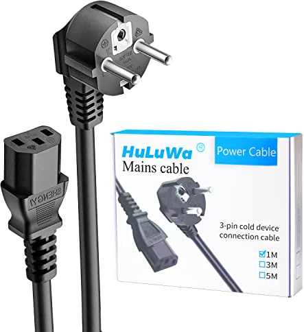 Cavi di alimentazione,Cavo Alimentazione 1 Metri(CEE 7/4 IEC60320 C13),Europea Presa tripolare,Nero,per monitor, stampanti, PS3/PS4 PRO, schermo, scanner, TV, PC, beamer, ecc.