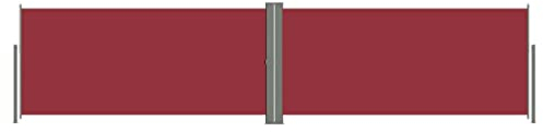 vidaXL Toldo Lateral Retráctil Jardín Separador Terraza Balcón Pantalla Solar Viento Enrollable Función Retroceso Automático Rojo 140x600 cm