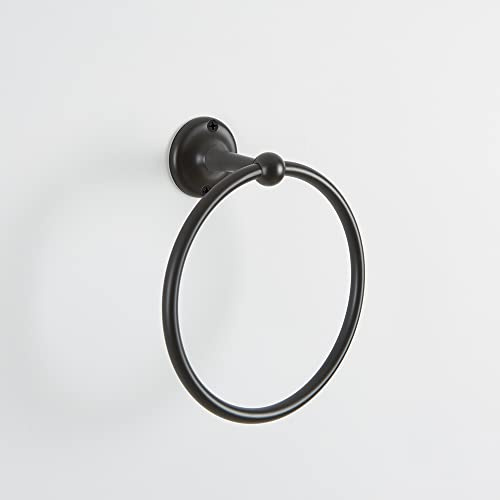 MILANO Bathroom Wall Mounted Round Towel Ring Holder Black