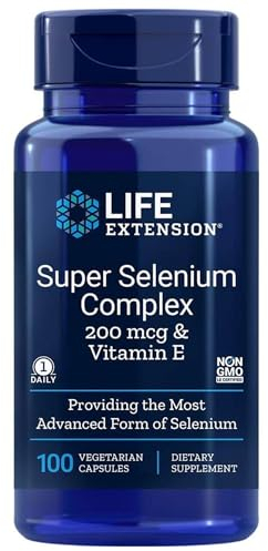 Life Extension, Selenium Complex & Vitamin E, 100 Vegan Capsules, Laboratory-Tested, Gluten-Free, Vegetarian, SOYA-Free, Non-GMO
