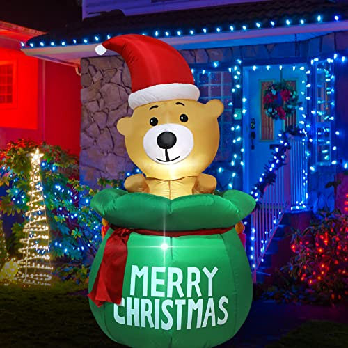 FARONZE 4th of July St. Patrick's Day Easter Inflatable Nutcracker Leprechaun/Bunny/Chick Lighted Indoor & Outdoor St. Patrick Decoration with Built in Fan and Anchor Ropes (Xmas Bear in Bag)