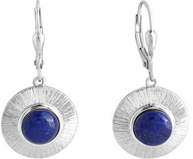 Zeeme Gemstones Damen Ohrhänger 925/- Sterling Silber 3,3cm Glänzend Lapislazuli weiß 2,8ct. 360230506