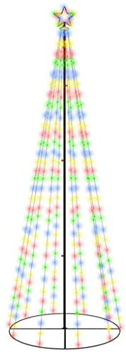 vidaXL Árbol de Navidad Cónico 310 LED Iluminación Navideña Festival Adorno Decoración Jardín Patio Exteiror Interior de Colores 100x300 cm