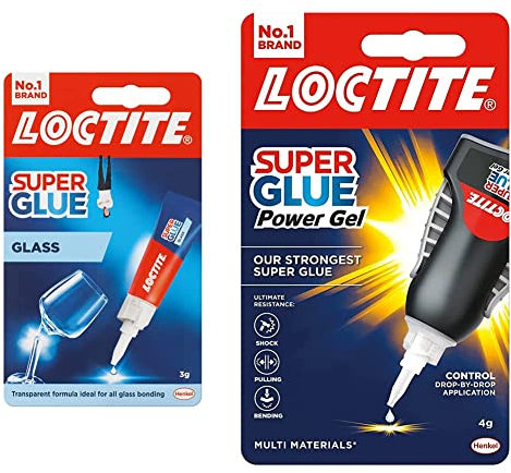Loctite Glass Bond - Instant Super Glue for Glass, Easy to Use and Durable Clear Adhesive for Long-term Reusability, 1 x 3g & Power Gel, Flexible Gel, 1x4g