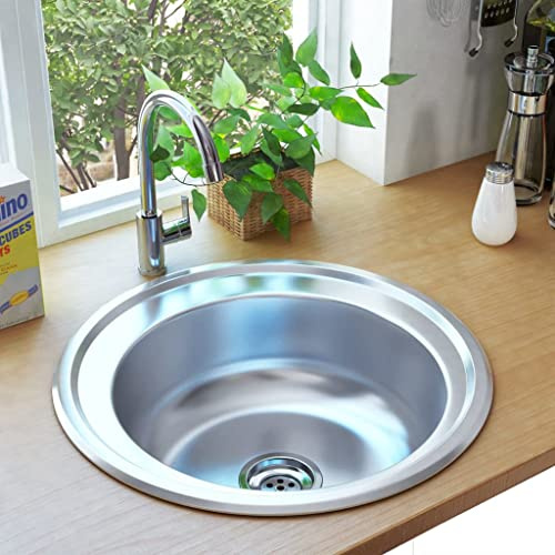 Chusui Fregadero de Cocina con colador y sifón, Mueble Pila Lavadero, Fregadero sobre Encimera, Pila Fregadero Cocina, Fregadero baño Encimera, Picas De Cocina, de Acero Inoxidable