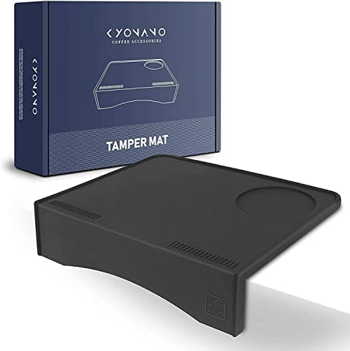 KYONANO Espresso Tamping Mat I Coffee Tamper Mat I Black Silicone Food Grade Pad | 7 × 6 | Soft Odorless Espresso Accessories Tool for Baristas I Non-Slip and Heat Resistant