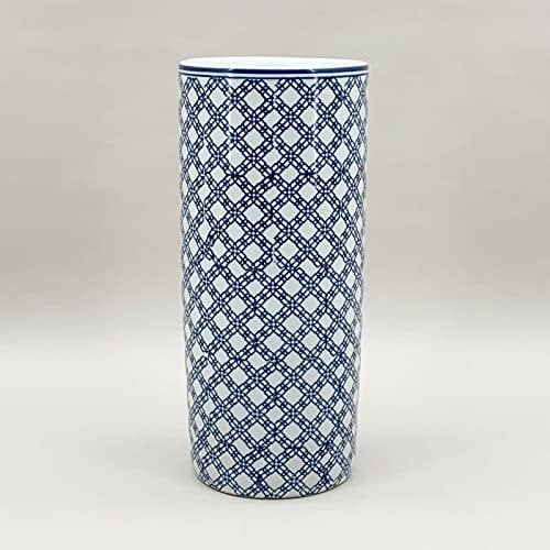 Home Shopping Selections Umbrella Stand Ceramic 18 Round Tall Retro Blue Classic Contemporary Brolly Holder