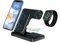 Apple 3 in 1 Charging Station, Qi Fast Wireless Charger Foldable Multiple Devices for Apple Watch Series 8 7 6 5 4 3 2 Ultra SE, iPhone 16 15 14 13 12 11 Pro Max Mini Xs Xr 8 Plus & AirPods (Black)