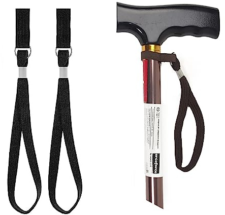 Aidi Dragonne pour canne de marche, boucle noire pour accessoires, support à clip (noir), taille M
