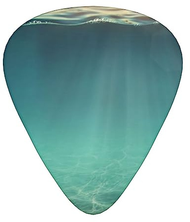 Sea Background bedruckte Gitarrenplektren mit Aufbewahrungsbox, Bass-Plektren, dünn, mittelschwer, für Akustikgitarre, E-Gitarren, Ukulele, 12 Stück