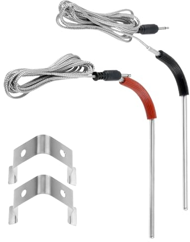 Bowarepro 2 Stk Grill Ersatzsonde Kompatibel mit Weber Igrill 2 Igrill Mini Igrill 3 Thermometer Fleischgrillsonde Ersatz-Set Grillfühler Temperaturbereich -50 °C bis 380°C (Schwarz+Rot)