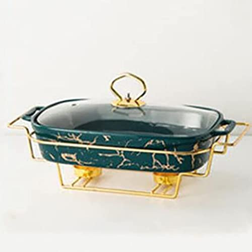 Scaldavivande per Feste Buffet, Vassoio Scaldavivande Set da Buffet in Ceramica Scaldavivande, Scaldavivande con Finitura in Marmo, Scaldavivande Rettangolari per Buffet/Matrimoni/Feste/Banchetti