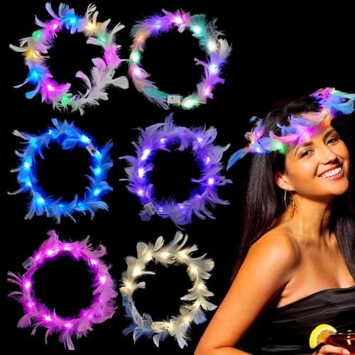 6 Pcs LED Haarreif,Haarkranz LED,Haarkranz Leuchtend,Haarkranz Leuchtend,Blumenkranz Leuchtend,LED Blumenkranz Haare für Damen und Kinder Geburtstag Weihnachten Halloween Fasching Party Hochzeit Dekor