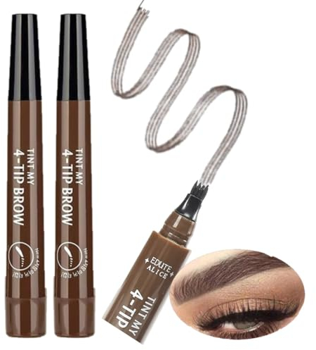KARLOR Eyebrow Pencils Set, 2 Liquid Eyebrow Pencils, Curl Drawing, Waterproof Dark Brown Eyebrow Pen With 4 Micro-Fork Tip Liquid Eyebrow Tint Natural Smudge-proof (Dark Brown)