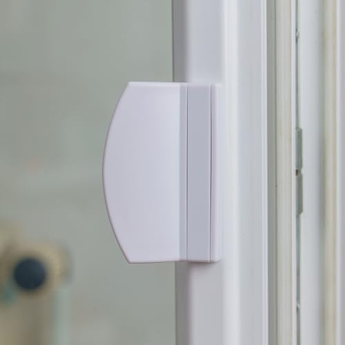 Maniglia per porta, in Bianco RAL 9016, plastica ASA, per porta finestra, porta balcone, porta scorrevole, interasse fori fino a 70 mm, altezza 25mm, legno, alluminio, maniglia a conchiglia per porte