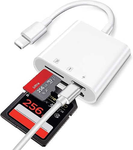 Apple MFi Certified SD Card Reader for iPhone/iPad - Lightning SD/TF Camera Adapter Compatible With iPhone 14/13/12/11/X/8