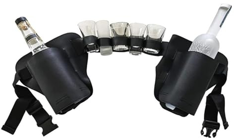 Ceinture Porte-canette de bière | Ceinture Porte-bière avec Sangle de Taille réglable | Étui de bière, Porte-Bouteille de bière, Ceinture de Soda pour bière, Porte-Bouteille, Sac Banane, Noir, Refer