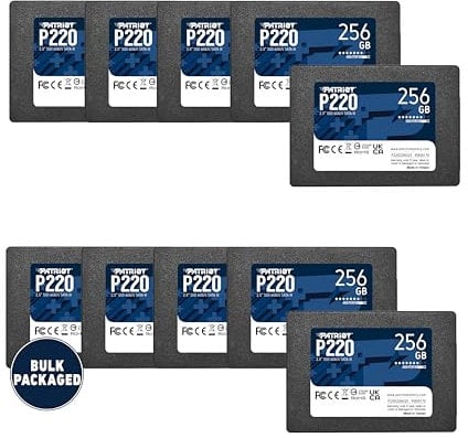 Patriot P220 256GB Internal SSD - SATA 3 2.5 - Solid State Drive Bulk 10 Pack - P220S256G2510B