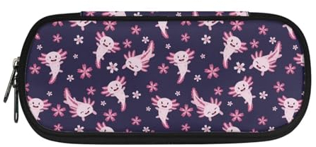 Belidome Federmäppchen für Kinder, Schulbedarf, Kirschblüten-Axolotl-Druck, Einheitsgröße, Schulranzen-Set
