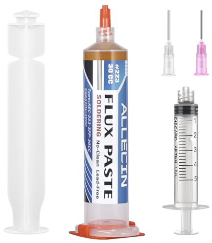 ALLECIN Flussante per Saldatura Senza Piombo 30mL No Clean Solder Flux Paste 30CC Flussanti per Saldature Flusso per Pasta Saldante AEC-223 con Siringa per PCB SMD BGA (Confezione da 1 pezzo)