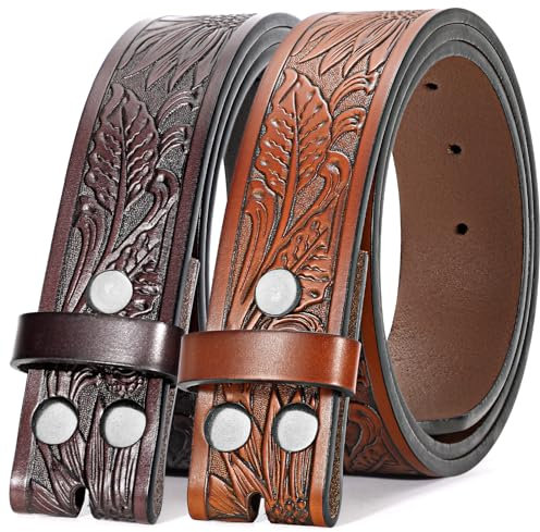 BELTROAD 2 Pack Western Ledergürtel Riemen für Männer Frauen Cowboy Cowgirl western gürtel herren für Jeans Geschenk Gürtel ohne Schnalle wechselgürtel