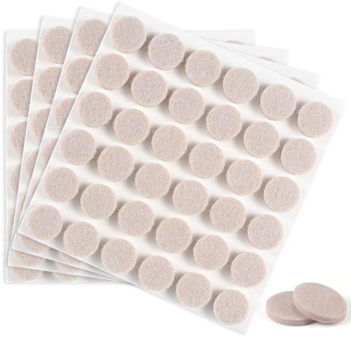 moinkerin 144 Piezas Fieltro Adhesivo Muebles 15mm Almohadillas de Fieltro Grosor 5mm Protector Patas Sillas para Pies de Muebles, Protectores Patas Sillas, Suelos de Madera Beige
