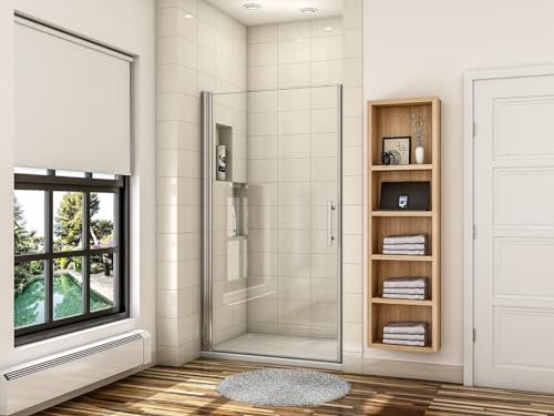 Porte de douche pivotante 90cm en 6mm verre anticalcaire Installation en niche Hauteur 197cm, profilé en chromé