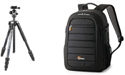 Manfrotto Element MII Camera Tripod, Travel Tripod in Aluminium with Ball Head and Carrying Bag & Lowepro LP36892-PWW Tahoe 150 Backpack for Camera, Stores DSLR with Lens Attached, CSC, Mirrorless